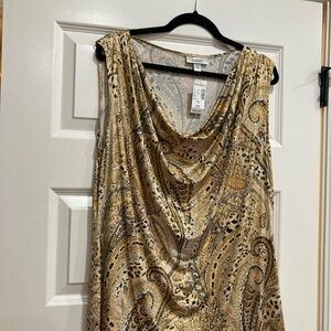 Dressbarn Elegant Gold and Black Paisley Top